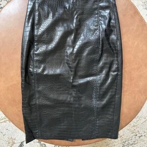 Halogen Black Ribbed Pencil Skirt Knee-Length